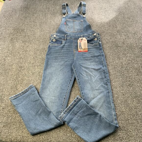 NWT Levi's Girlfriend Overalls Stretch Slim Fit Youth Girls Size 12 Regular - Picture 1 of 16